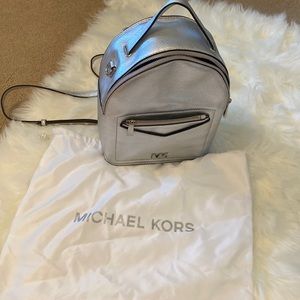 Michael Kors silver mini backpack